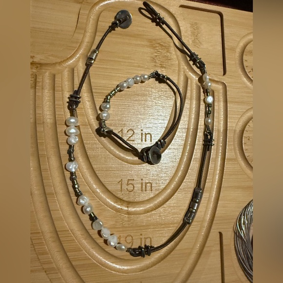 Silpada Freshwater Pearl, Sterling Silver & Braided Leather Necklace & Bracelet - Picture 10 of 16